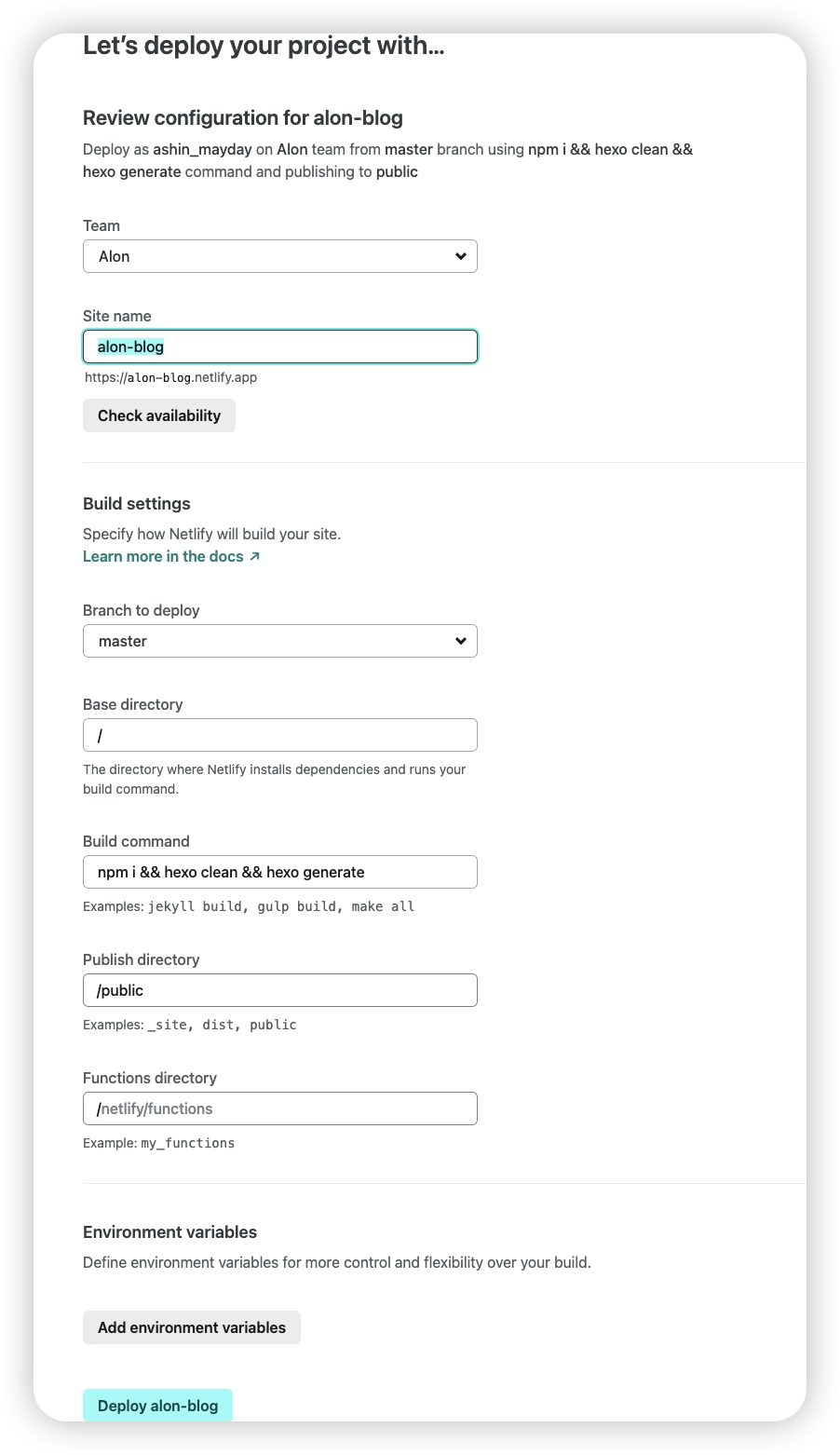 build settings