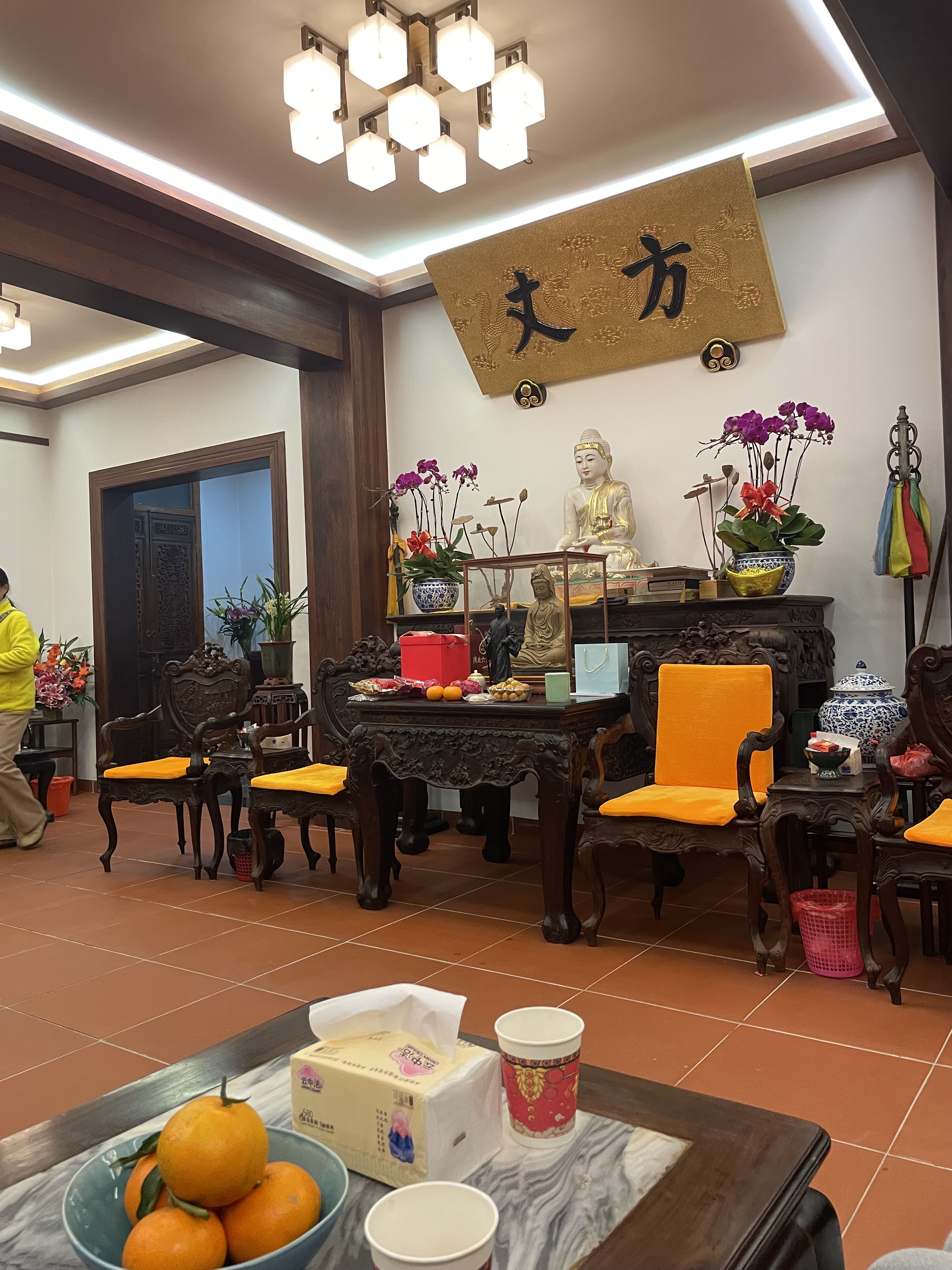 Reception room at the temple