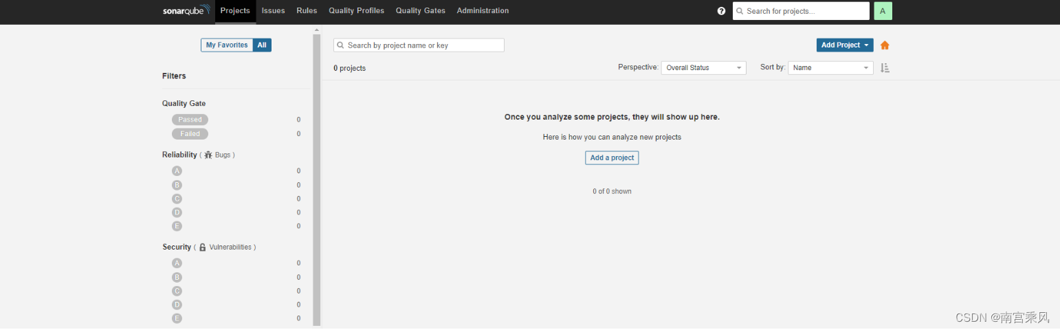 SonarQube home