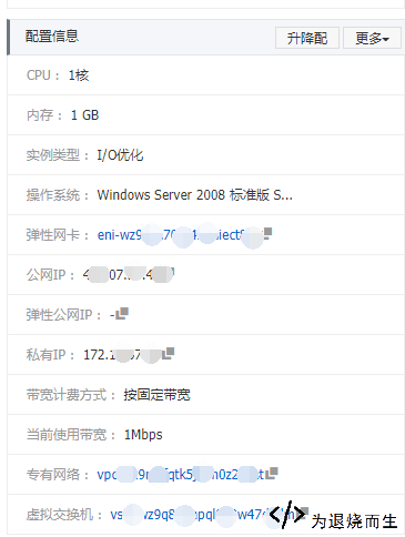 Instance details screenshot