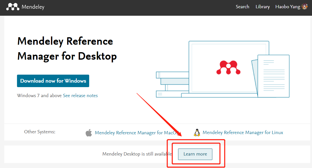Mendeley download screen