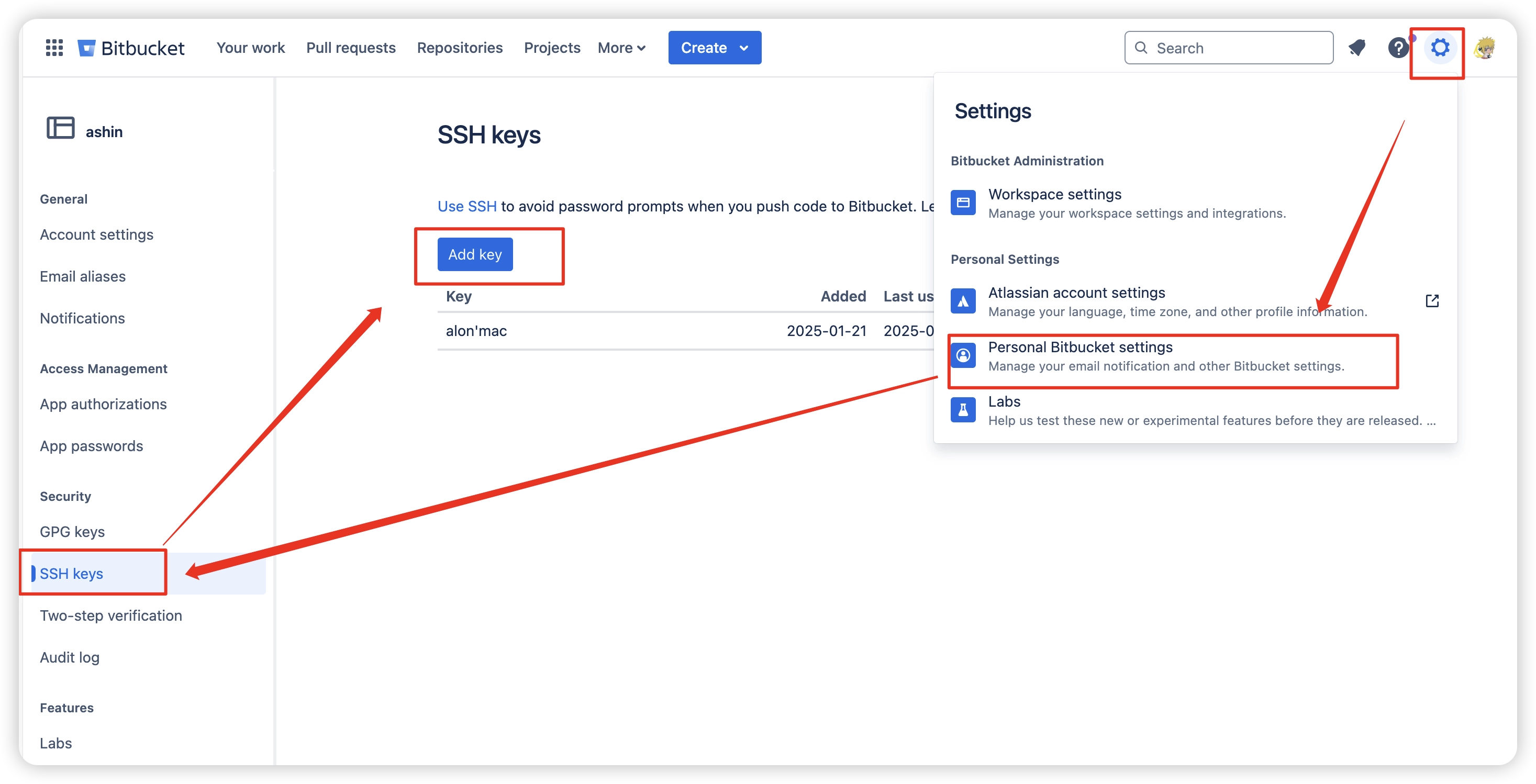 add SSH key
