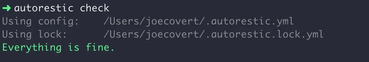 autorestic check
