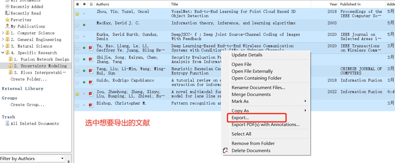 Export reference list 1