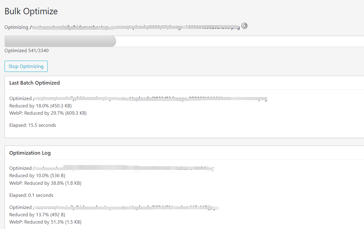 EWWW Image Optimization interface