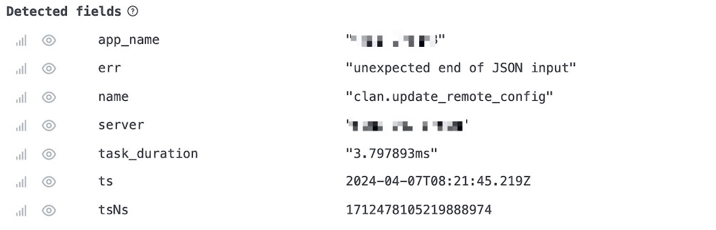 Labels extracted from JSON payload